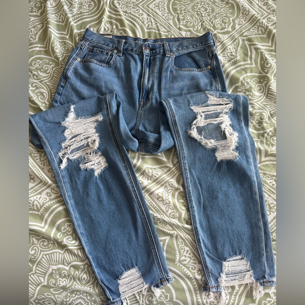 American Eagle Outfitters Blue Skinny Distressed Jeans